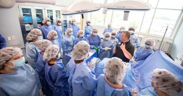 Students and instructor in the new Madison College Surgical Technology program space.